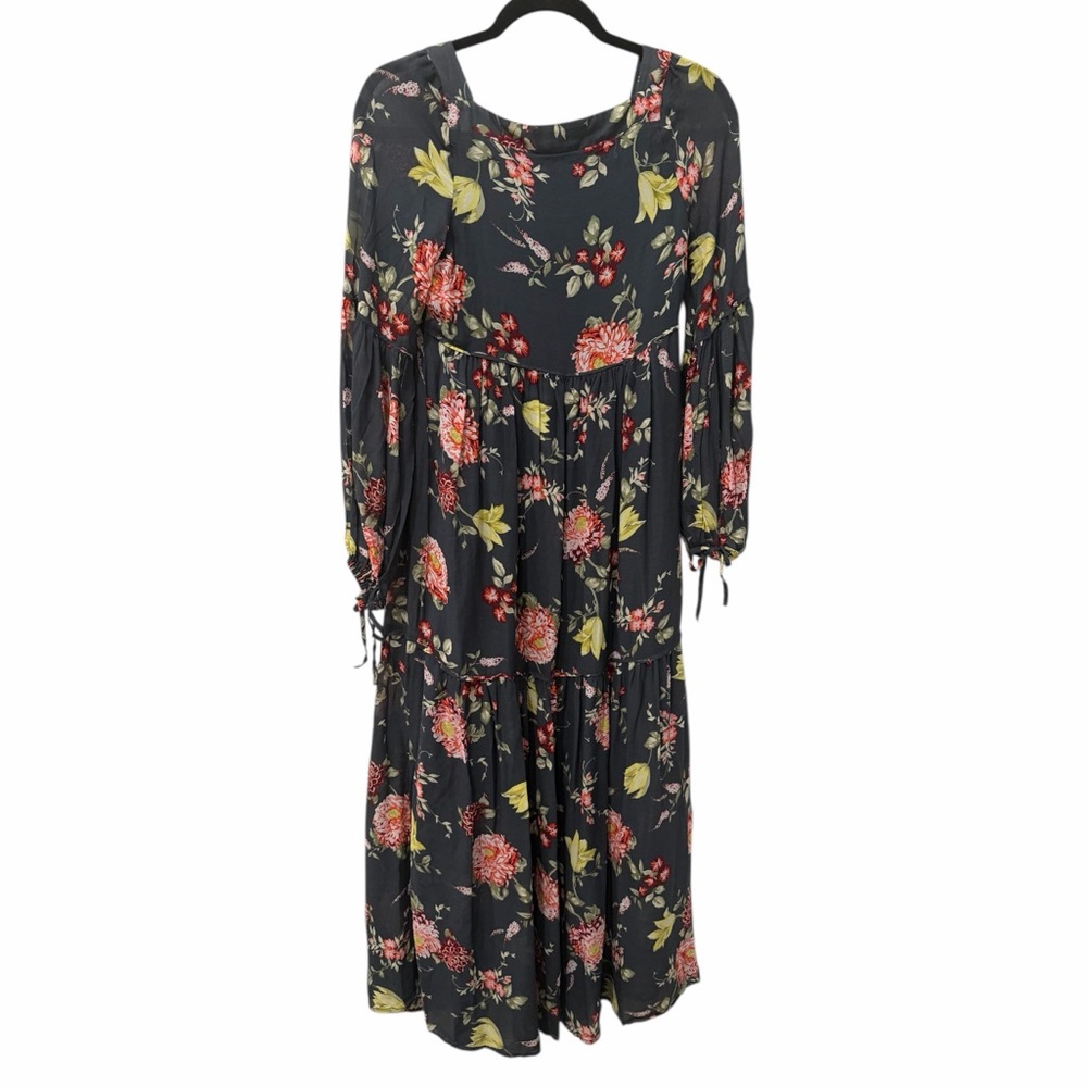 Anthropologie Evelin Maxi Dress Green Floral Boho Ruffle Tiered Chiffon‎ size XS - Picture 6 of 9
